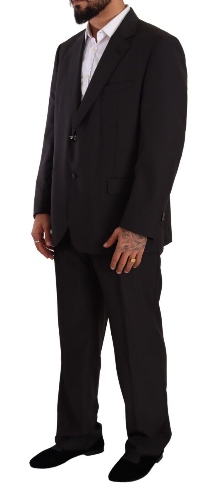 Domenico Tagliente Gray Polyester Single Breasted Formal Suit