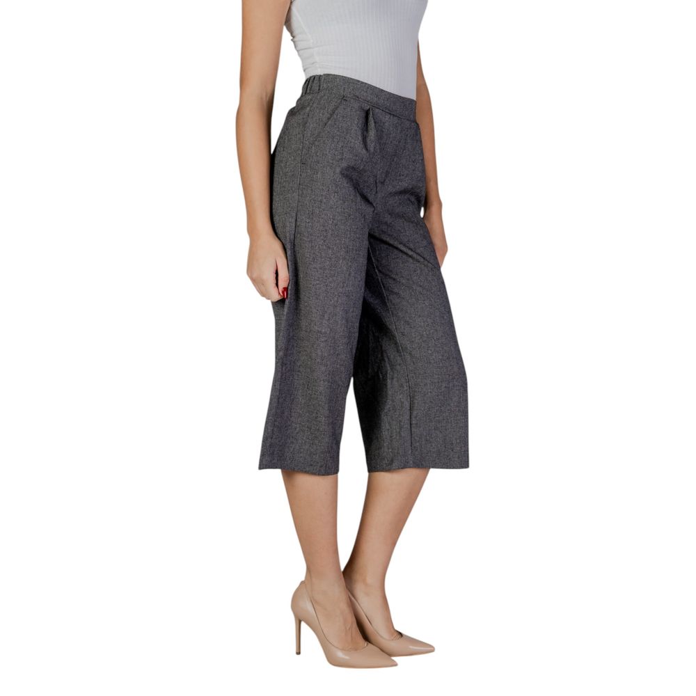 Vero Moda Black And White Polyester Cropped Pant